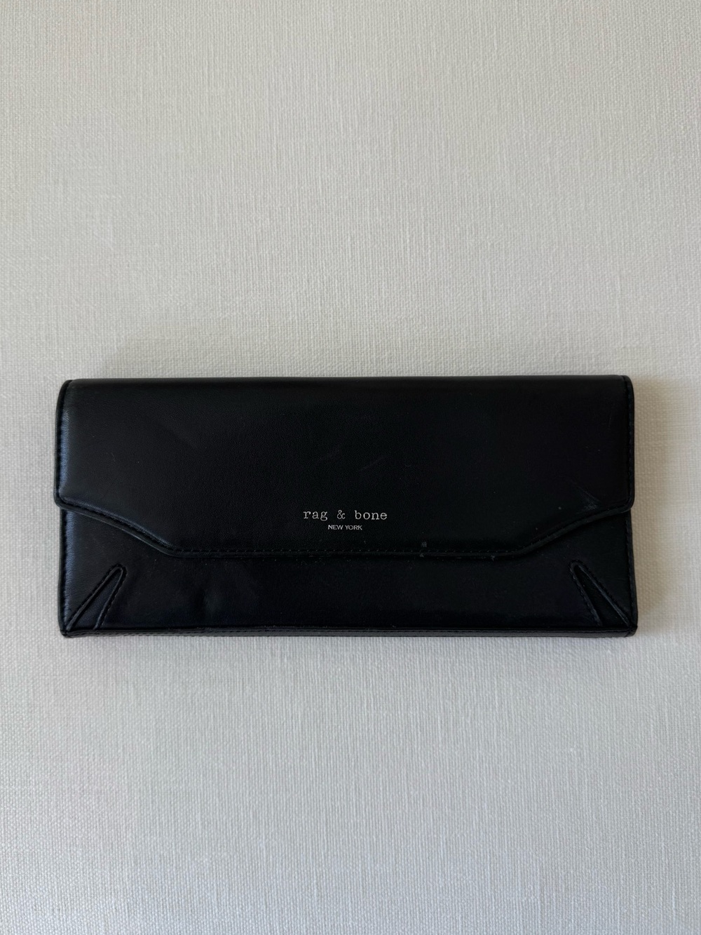 rag & bone Black Leather Envelope Wallet Clutch
